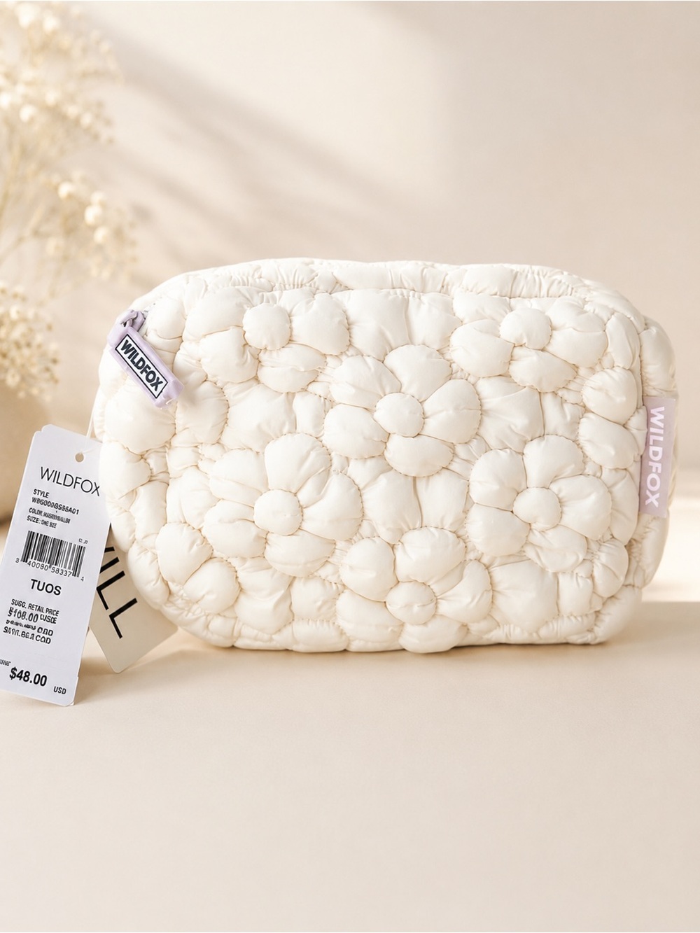 Wildfox White Floral Puffer Crossbody Belt Bag NWT